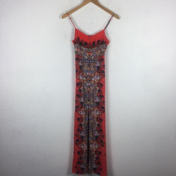 Free People Morning Song Red Floral Paisley Printed Button Lace Maxi Dress XS - Picture 3 of 16